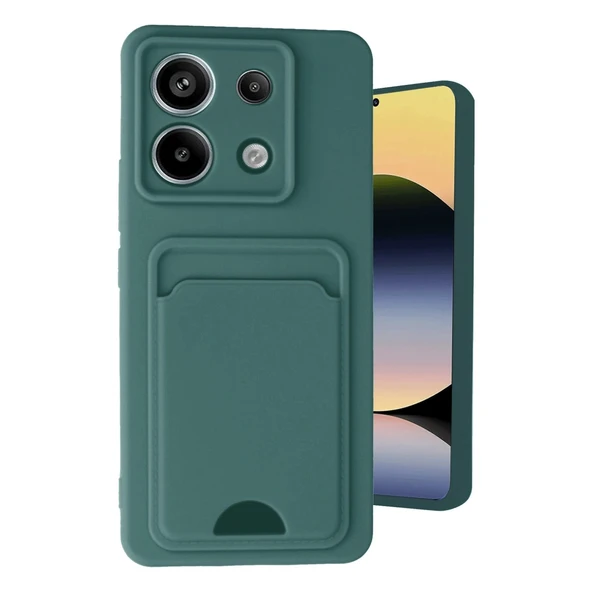 Xiaomi Redmi Note 13 Pro 5g Kılıf Kelvin Kartvizitli Silikon - Koyu Yeşil ürün görseli 1