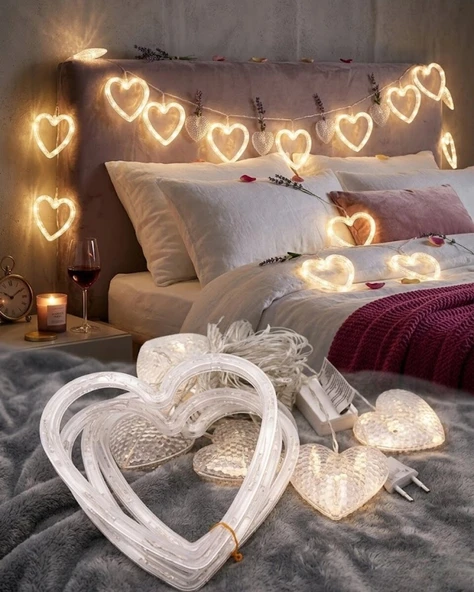 Kalp Şeklinde LED Neon Işık Dekoratif Romantik Oda ve Duvar Lambası ürün görseli 1