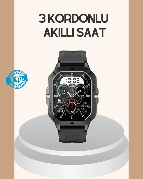 3 Kordonlu Akıllı Saat Uzun Pil Süreli ürün görseli 1