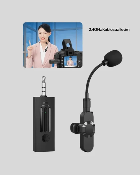 360 Derece Ses Algılamalı Type C Şarjlı Yaka Mikrofonu - Resim 3