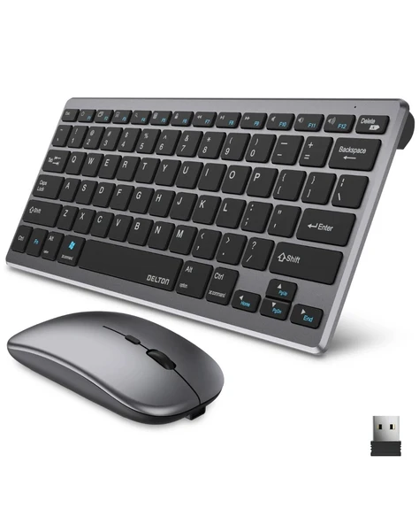 Kablosuz Bluetooth Klavye Mouse Seti Şarjlı Tablet Laptop Uyumlu - Resim 4