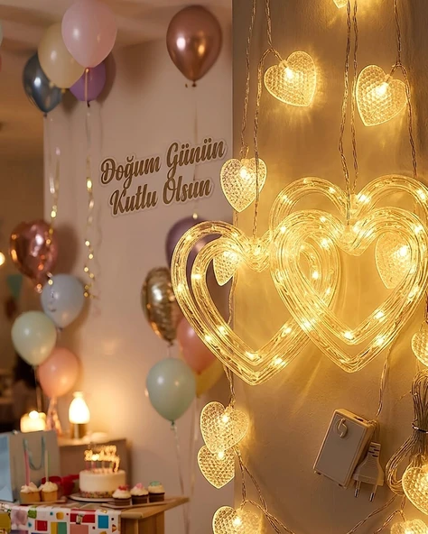 Romantik Kalp LED Işık Neon Görünümlü Dekoratif Oda Lambası ürün görseli 1
