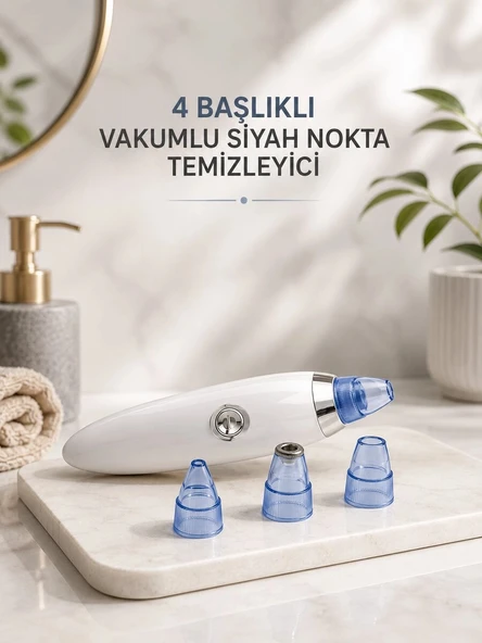 Yeni Nesil Vakumlu Pilli Siyah Nokta ve Yüz Temizleme Cihazı 4 Başlıklı ürün görseli 1