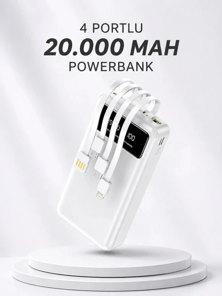 Powerbank Şarj Cihazı 4 Çıkışlı 20.000 MAH Powerbank Kompakt Yüksek Kapasiteli Hızlı Şarj ürün görseli 1