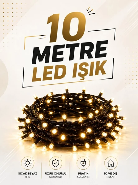 10 Metre LED Işıklı Dekoratif Parti ve Kutlama Aydınlatması ürün görseli 1