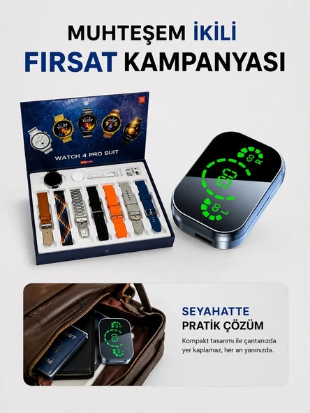 Dokunmatik Akıllı Saat Yeni Nesil Kulaklık Kampanyası Bluetooth Bağlantılı ANC Özelliği ürün görseli 1
