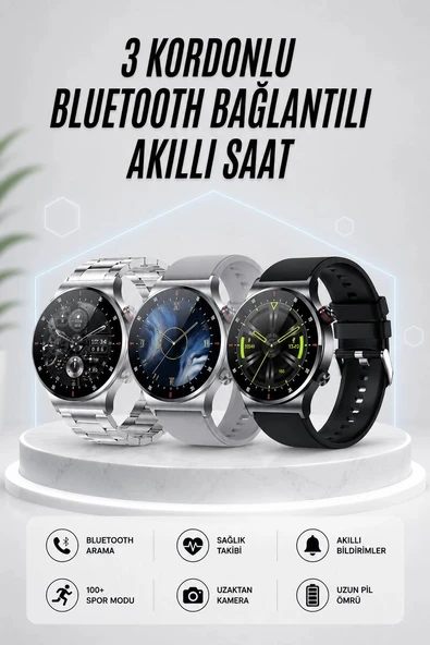 Akıllı Saat Amoled Ekran Bluetooth Bağlantılı Sesli Görüşme Nabız Ölçer ürün görseli 1