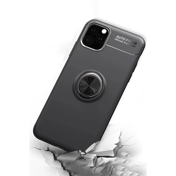 Apple İphone 11 Pro Max Kılıf Range Yüzüklü Silikon - Siyah - Resim 3