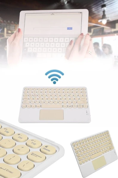 Android ve İOS Uyumlu Bluetooth Klavye Touchpad Slim Kablosuz Wifi Q Klavye - Resim 5