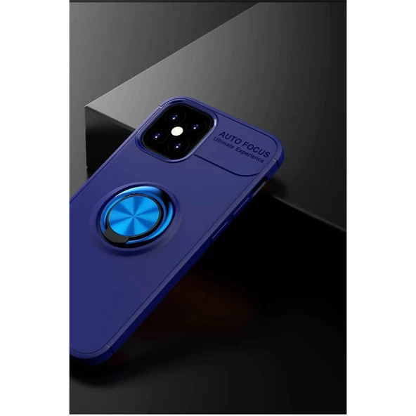 Apple İphone 12 Mini Kılıf Range Yüzüklü Silikon - Mavi - Resim 2