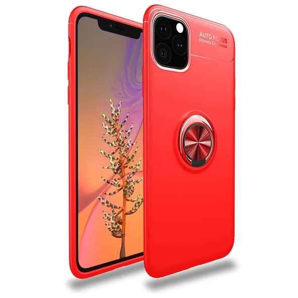 Apple İphone 11 Pro Max Kılıf Range Yüzüklü Silikon - Kırmızı ürün görseli 1