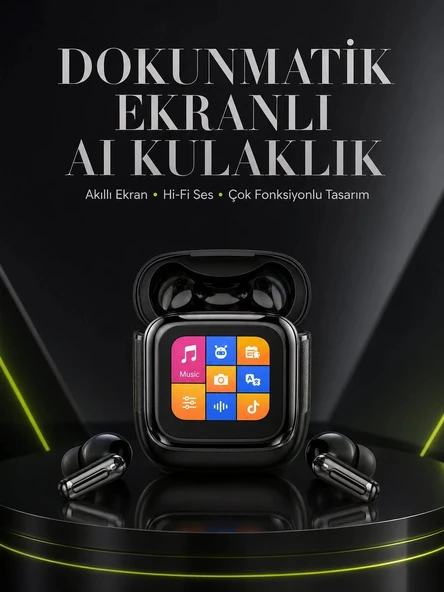 Yeni Nesil Dokunmatik Ekranlı AI Kablosuz Kulaklık ürün görseli 1