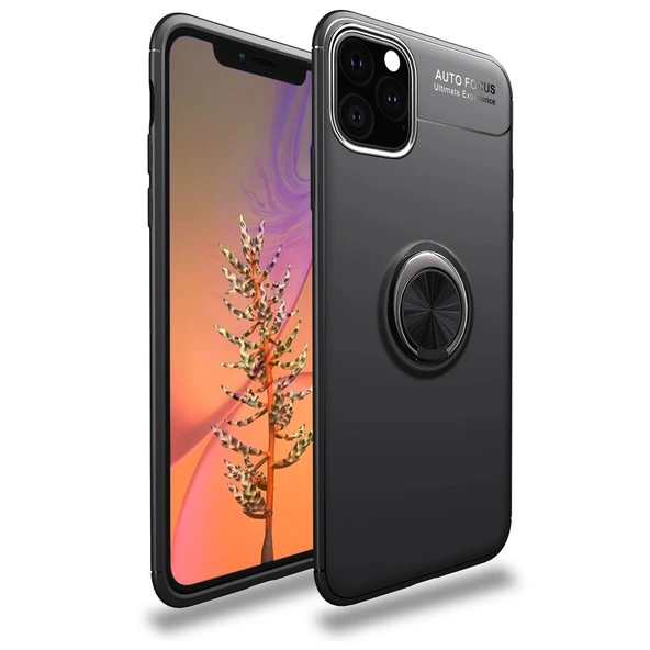 Apple İphone 11 Pro Max Kılıf Range Yüzüklü Silikon - Siyah ürün görseli 1