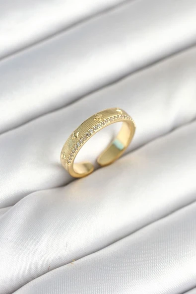 Gold Renk Şerit Zirkon Taşlı Kadın Yüzük - TJ-BYK3905 TG-1395 346184 ürün görseli 1