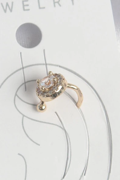 Pirinç Gold Renk Zirkon Taşlı Kadın Kıkırdak Küpe - TJ-BKP10573 ürün görseli 1