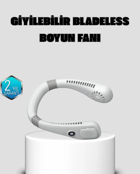 Kablosuz Giyilebilir Boyun Fanı Çift Motorlu ve 5 Kademeli Hız Kontrolü ürün görseli 1