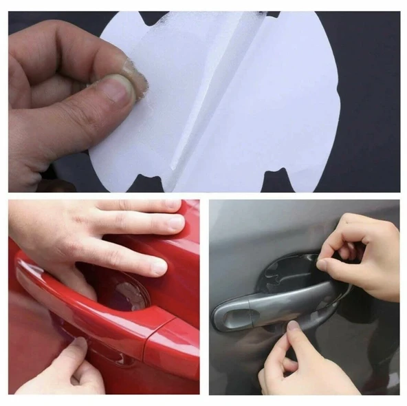 8 Adet Araba Kapı Kolu Koruyucu Çizilme Önleyici Şeffaf Sticker Film Koruma Seti ürün görseli 1