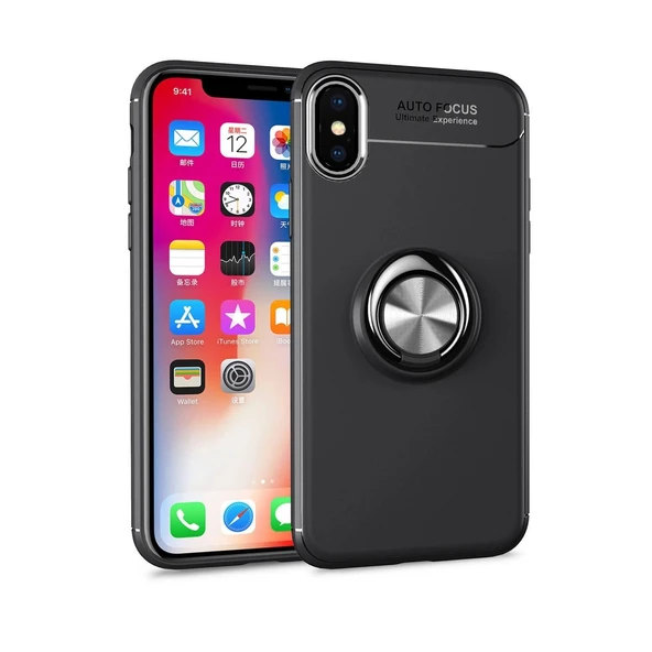 Apple İphone Xs Max Kılıf Range Yüzüklü Silikon - Siyah ürün görseli 1