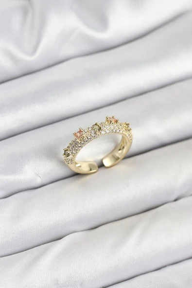 Pirinç Gold Renk Zirkon Taşlı Vintage Kadın Yüzük - TJ-BYK3832 TG-1395 346032 ürün görseli 1