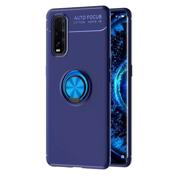 Oppo Find X2 Kılıf Range Yüzüklü Silikon - Mavi ürün görseli 1