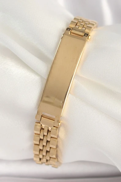 316L Çelik Gold Renk Zincir Künye Model Erkek Bileklik - TJ-EB3719 ürün görseli 1