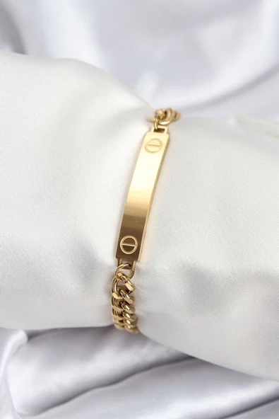 316L Çelik Gold Renk Yazı Yazmaya Uygun Kadın Bileklik - TJ-BB7918 TG-1395 345979 ürün görseli 1