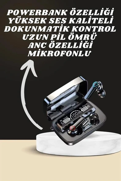 Dijital Göstergeli Powerbank Kulaklık ve 7 Kordonlu Yeni Nesil Akıllı Saat Amoled Ekran ürün görseli 1