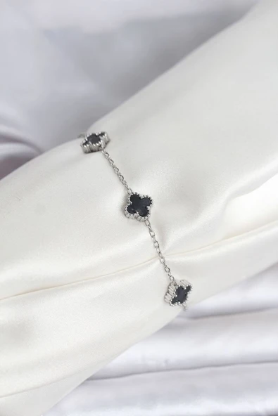 316L Çelik Gümüş Renk Siyah Baby Boy Yonca Bileklik - TJ-BB8084 TG-1395 346345 ürün görseli 1