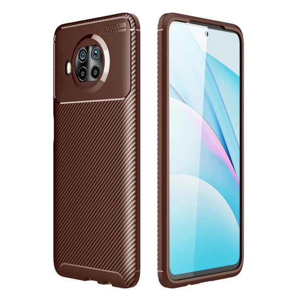 Xiaomi Mi 10t Lite Kılıf Auto Focus Karbon Kapak - Kahverengi ürün görseli 1