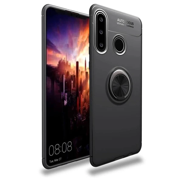 Huawei Y6p Kılıf Range Yüzüklü Silikon - Siyah ürün görseli 1