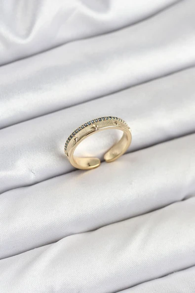 Pirinç Gold Renk Sıralı Zirkon Taşlı Kutup Yıldızı Model Kadın Yüzük - TJ-BYK3836 TG-1395 346036 ürün görseli 1