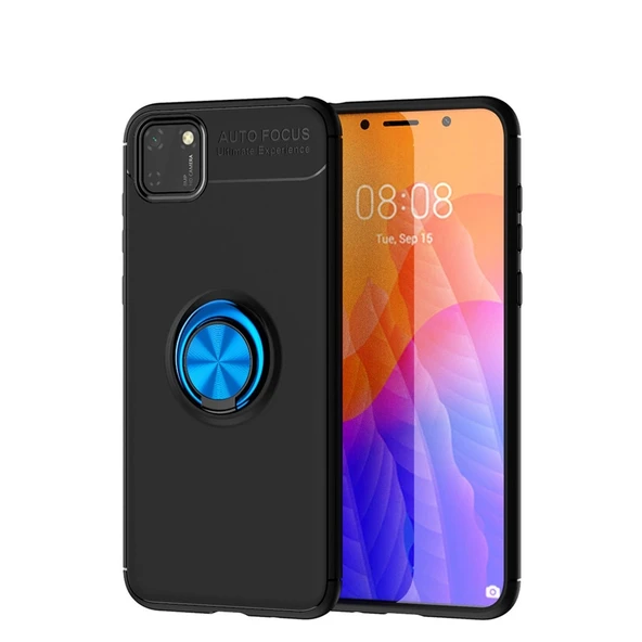 Huawei Y5p Kılıf Range Yüzüklü Silikon - Siyah-mavi ürün görseli 1