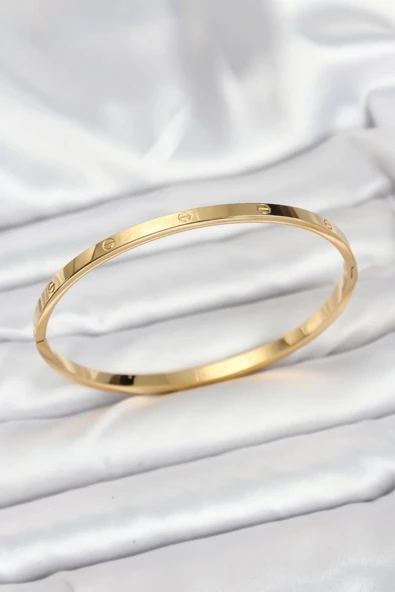316L Çelik Gold Renk 65 mm İnce Kadın Kelepçe Bileklik - TJ-BB7915 TG-1395 345945 ürün görseli 1