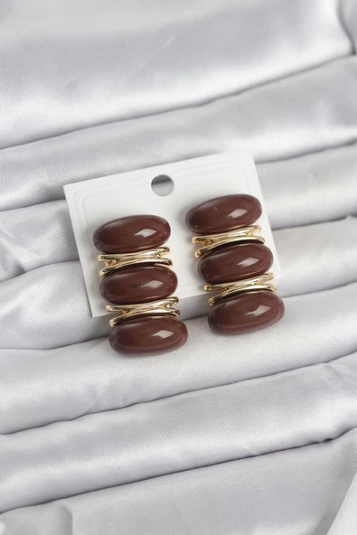 Kahverengi Vintage Model Gold Renk Kadın Küpe ürün görseli 1