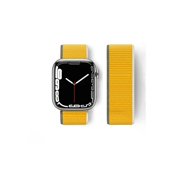 Apple Watch 42mm Hasırlı Cırtcırtlı Kordon - Sarı ürün görseli 1
