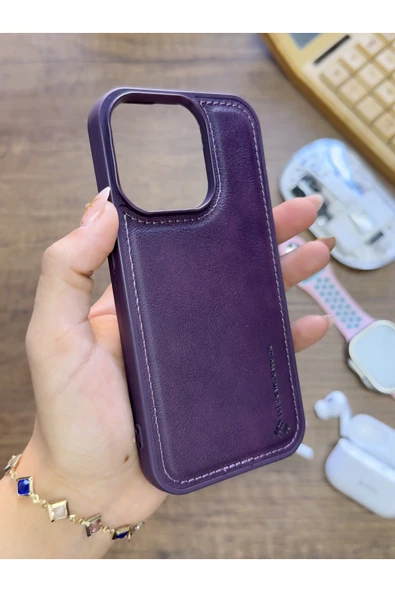 İPhone 14 Pro Uyumlu Premium Deri Dokulu Darbelere Karşı Dayanıklı Nazal Silikon Kılıf ürün görseli 1