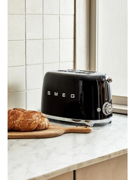 smeg 50'S Style Retro Siyah Ekmek Kızartma Makinesi 950W 1x2 Kapasite Durdurma Fonksiyonu tsf01bleu ürün görseli 1