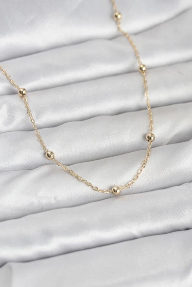 CM 14K Gold Renk Pirinç Top Zincirli 60 cm Kadın Kolye - TJ-BKO10940 TG-1395 347116 ürün görseli 1