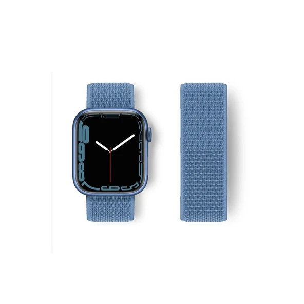 Apple Watch 42mm Hasırlı Cırtcırtlı Kordon - Mavi ürün görseli 1