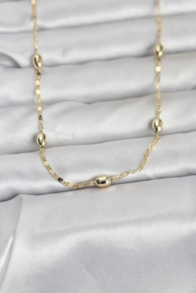 CM 14K Gold Renk Damla Topçuklu Zincir Model 60 cm Kadın Kolye - TJ-BKO10977 TG-1395 347152 ürün görseli 1