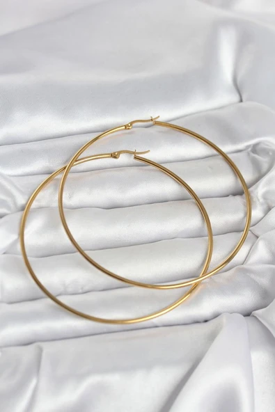 316L Çelik Gold Renk 80 mm Kadın Halka Küpe - TJ-BKP11688 TG-1395 347559 ürün görseli 1
