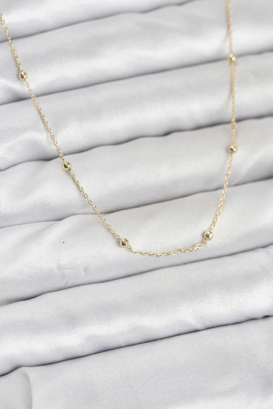 CM 14K Gold Renk Minik Top Zincirli Kadın Kolye - TJ-BKO10920 TG-1395 347097 ürün görseli 1
