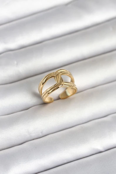 316L Çelik Gold Renk Düğüm Model Kadın Yüzük - TJ-BYK4165 TG-1395 349956 ürün görseli 1