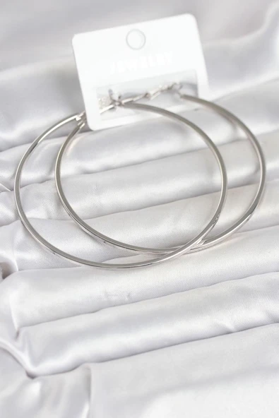 Gümüş Renk Pirinç Köşeli Kenar Halka 72 mm Kadın Küpe - TJ-BKP11770 TG-1395 350379 ürün görseli 1