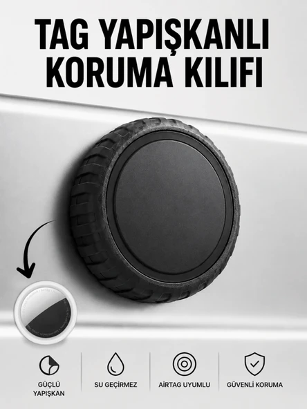Gözcü Mobil Airtag Kendinden Yapışkanlı Koruma Kılıfı Su Geçirmez 3M Bantlı Darbeye Dayanıklı Airtag Takip Cihazı Kılıfı Uyumlu Motosiklet Araç Eşya Yapıştırılabilir ürün görseli 1