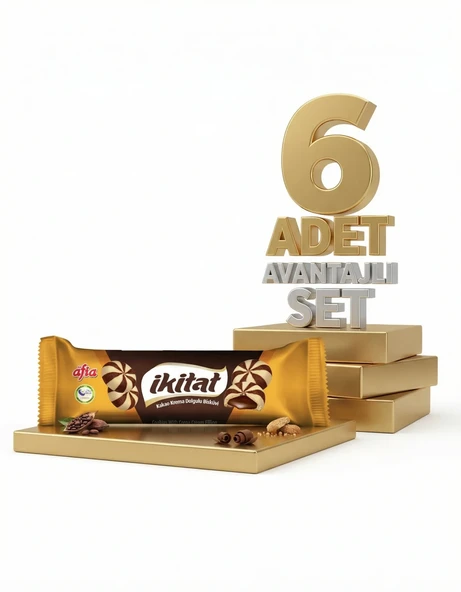 Afia İkitat Kakao Krema Dolgulu Bisküvi 6x75 Gr ürün görseli 1