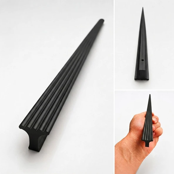 Özen Çizgili Mat Siyah Çekmece Kulp 1 Adet 320 mm Uzun Dolap Kapak Kulbu Modern Mobilya Aksesuarı ürün görseli 1