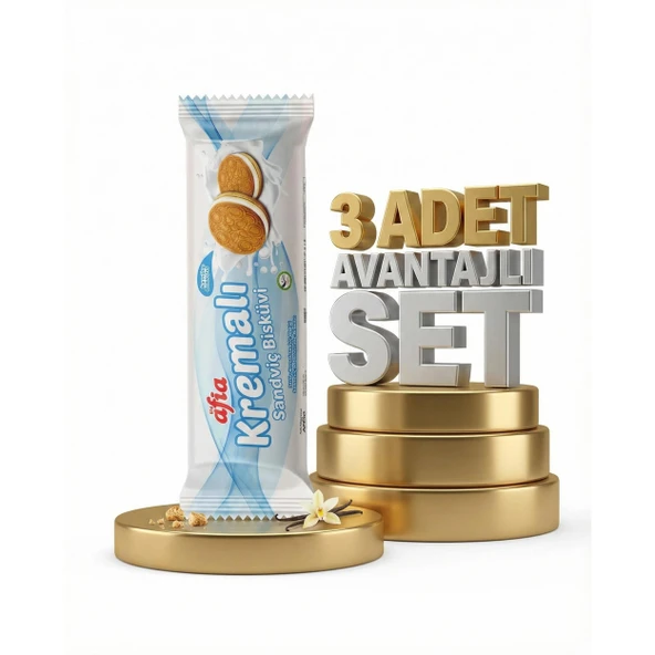 Afia Vanilya Kremalı Sandviç Bisküvi 3x60 Gr ürün görseli 1