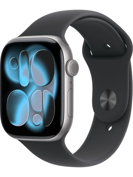 Apple Watch Series 11 GPS + Cellular 42mm Uzay Grisi Alüminyum Kasa ve Siyah Spor Kordon Akıllı Saat M/L ürün görseli 1