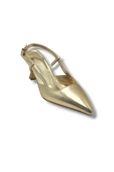 C-Shoes NB100-26 Parlak Metalik Deri İnce Kısa Topuklu Kadın Stiletto ürün görseli 1